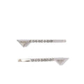 Prada Crystal Embellished Triangle Hair Clips Silver Set of 2 NIB