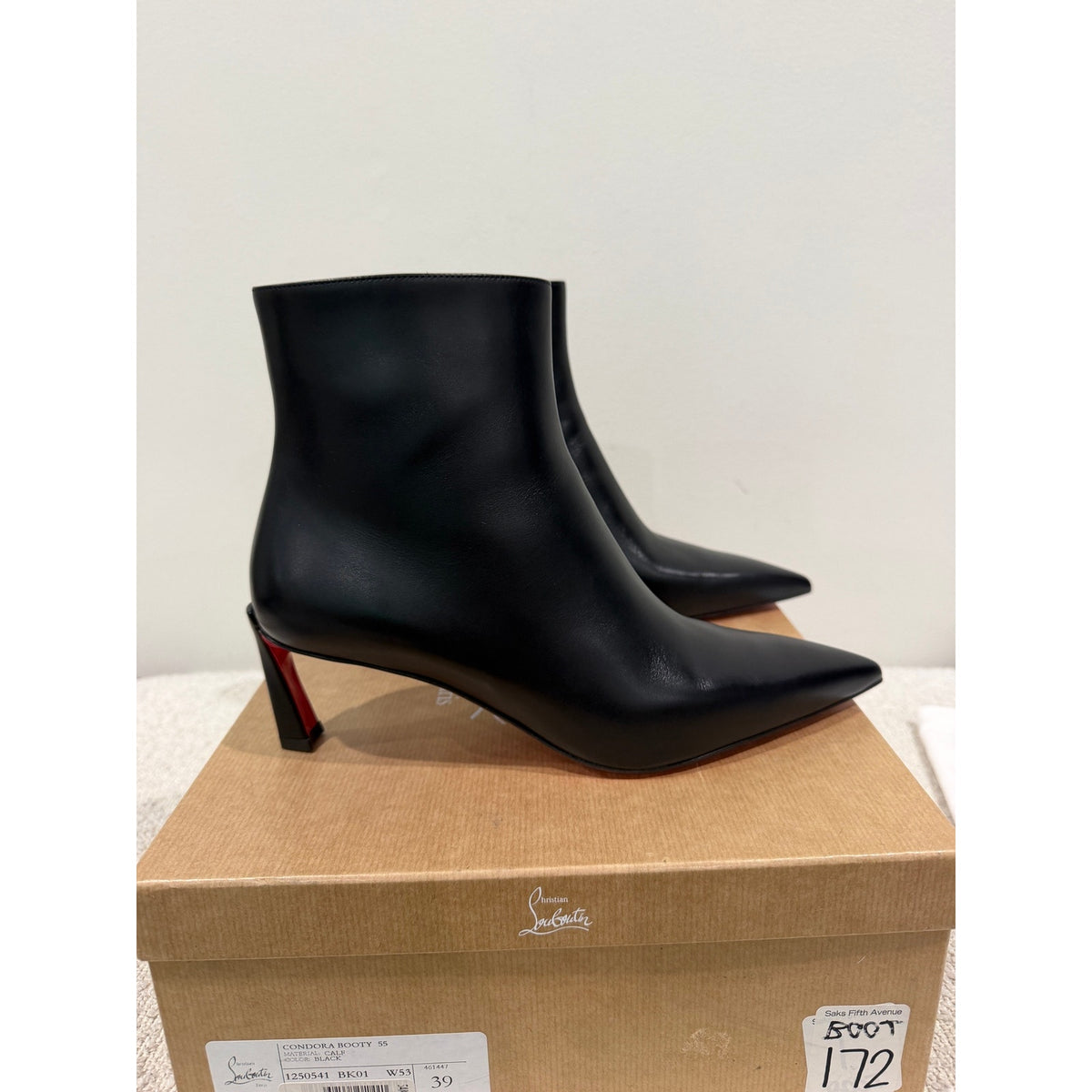 Christian Louboutin Condora Booty Black Calf Leather 55mm | New in Box 39