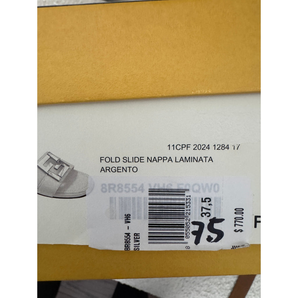 Fendi FFold Metallic Leather Sandals size 37.5 BNIB
