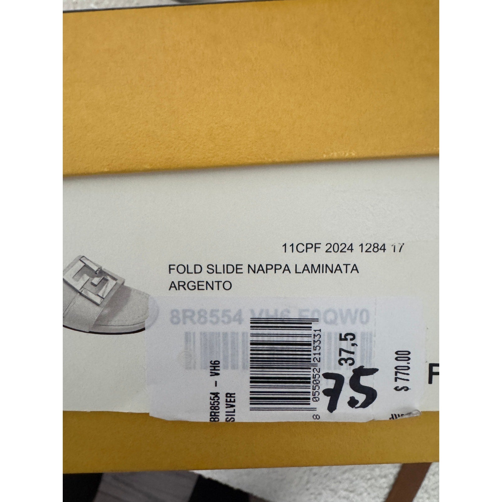 Fendi FFold Metallic Leather Sandals size 37.5 BNIB