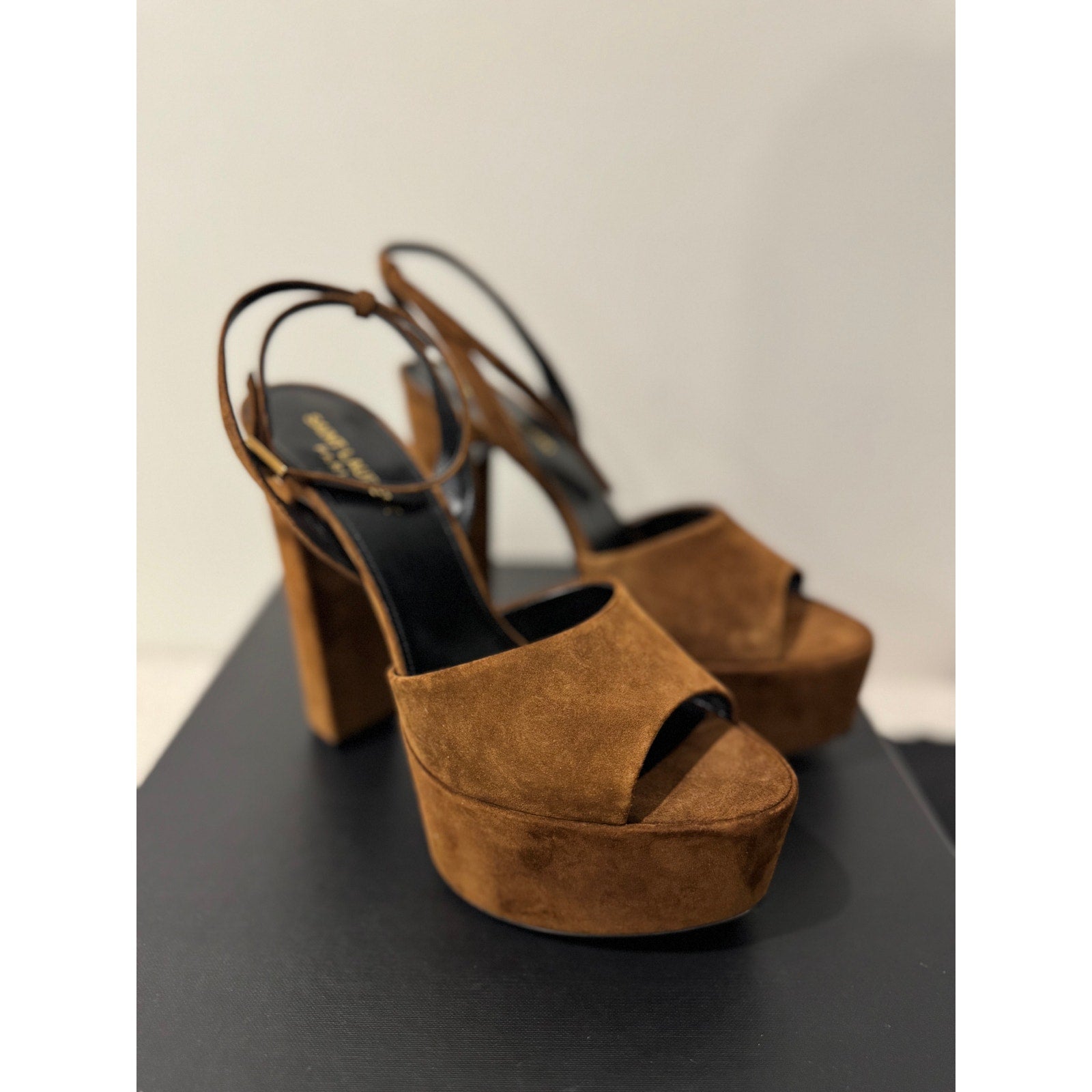 SAINT LAURENT JODIE PLATFORM SANDALS IN SUEDE LAND BNIB 39