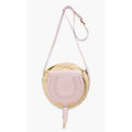 Chloé Marcie Pebbled Leather & Straw Crossbody Bag Pastel Pink Gold Hardware NWT