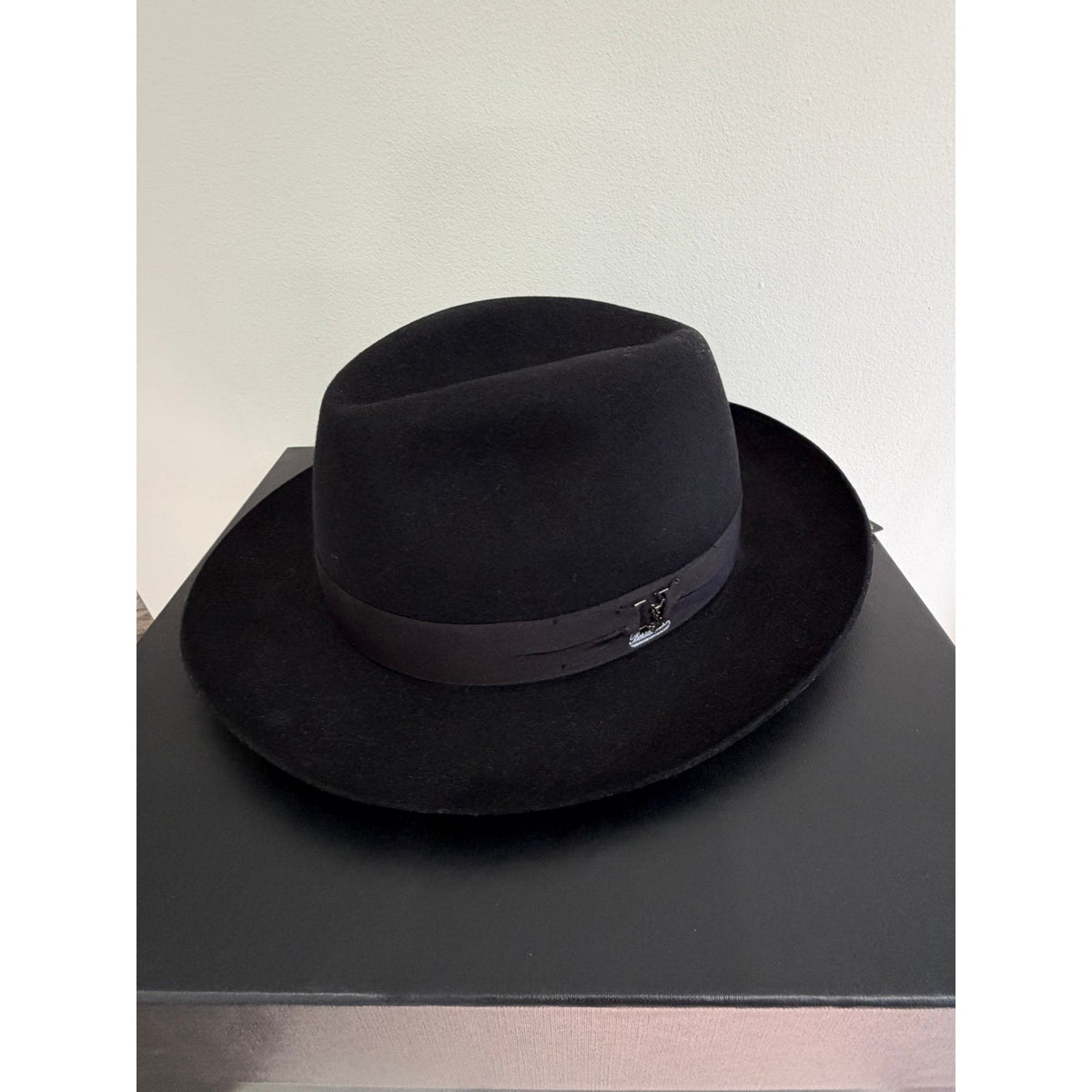 Saint Laurent x Borsalino Federico Black Wool Felt Fedora Hat Size 58 Medium Unisex