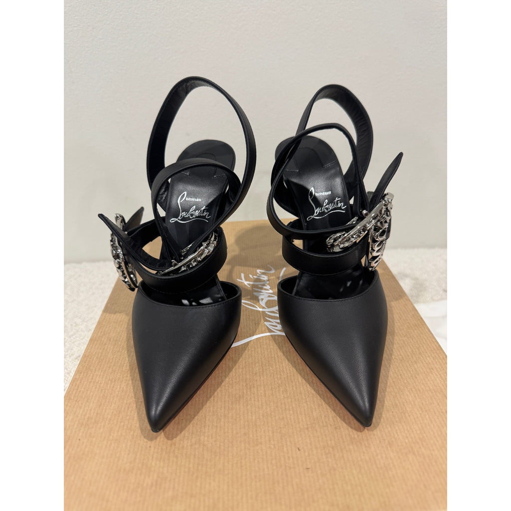 CHRISTIAN LOUBOUTIN 36 Giddylina 100 buckle-embellished leather pumps$1,495