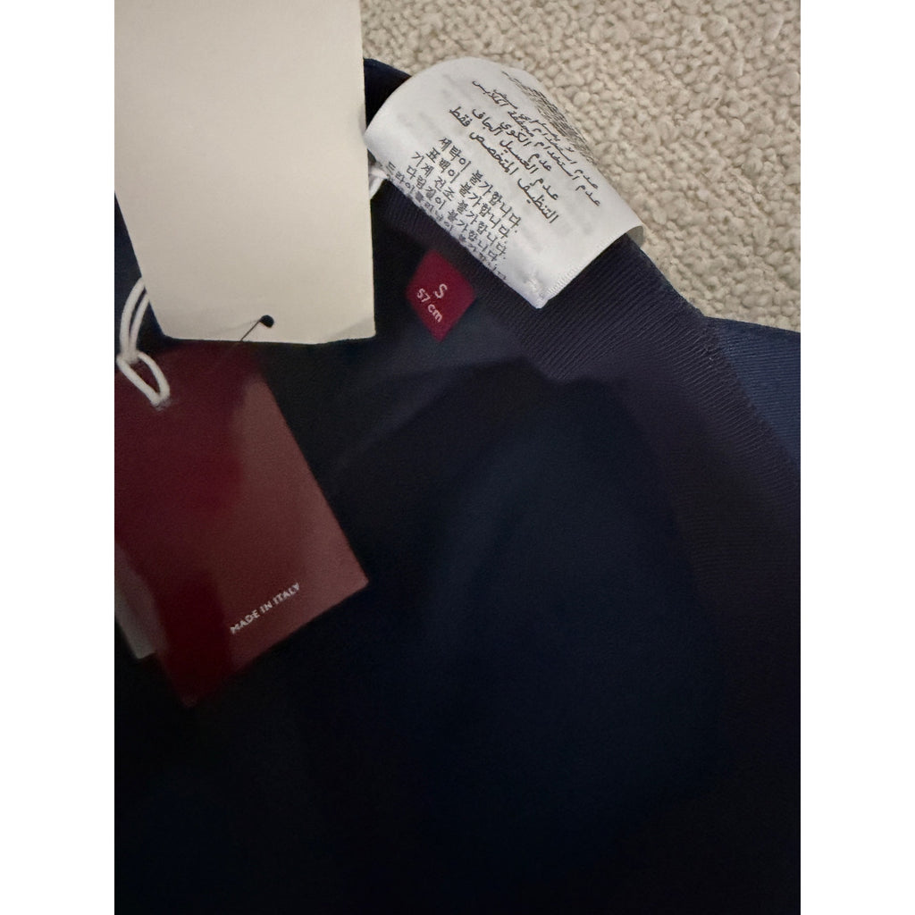 Gucci Navy Logo Embroidered Cotton Baseball Cap Size S Adjustable Strap NWT