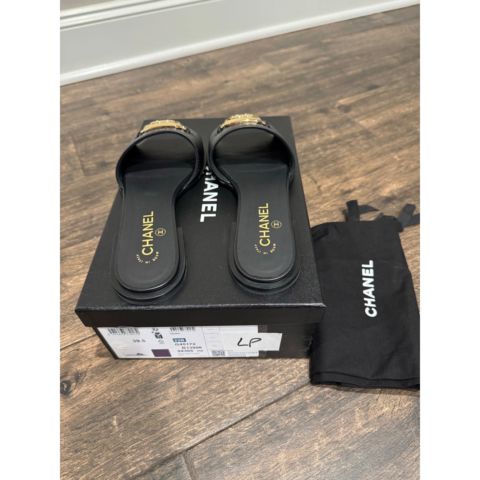 Chanel Black Leather Mules gold CC BNIB SIZE 39.5