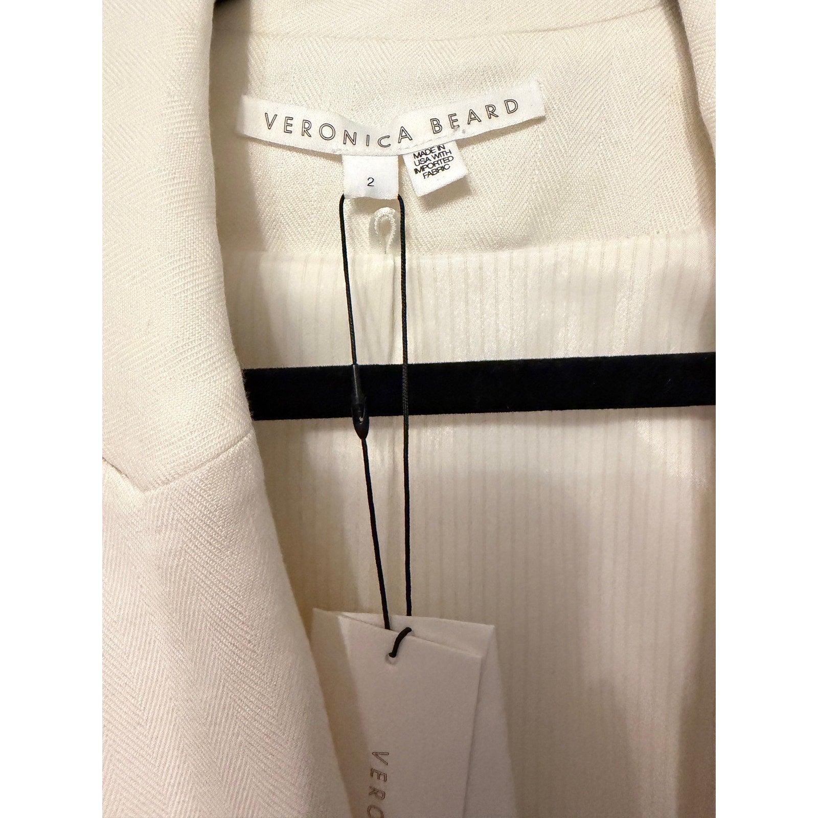Veronica Beard Ivory Linen Double-Breasted Blazer Jacket Size 2 NWT Silver Crest Buttons
