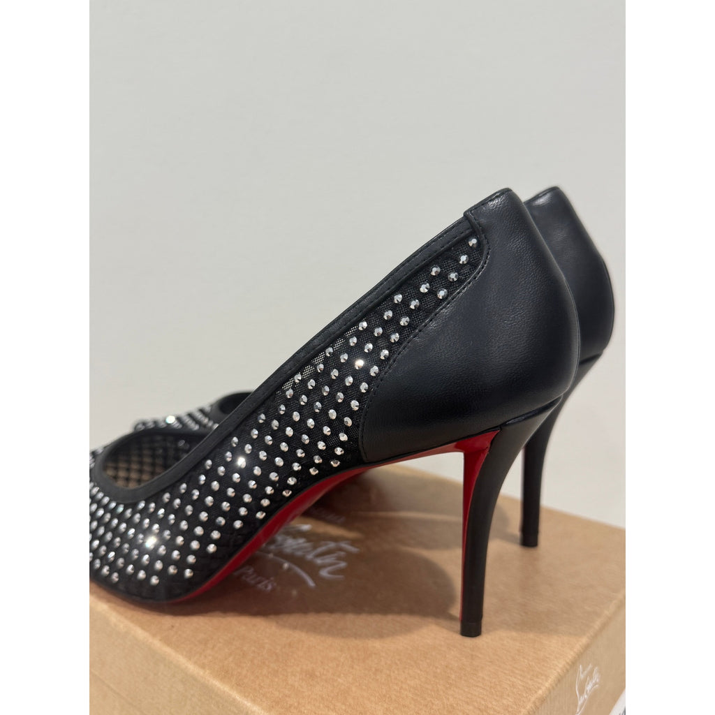 Christian Louboutin Apostropha Mesh Strass Pumps 80mm Black Crystal | New in Box