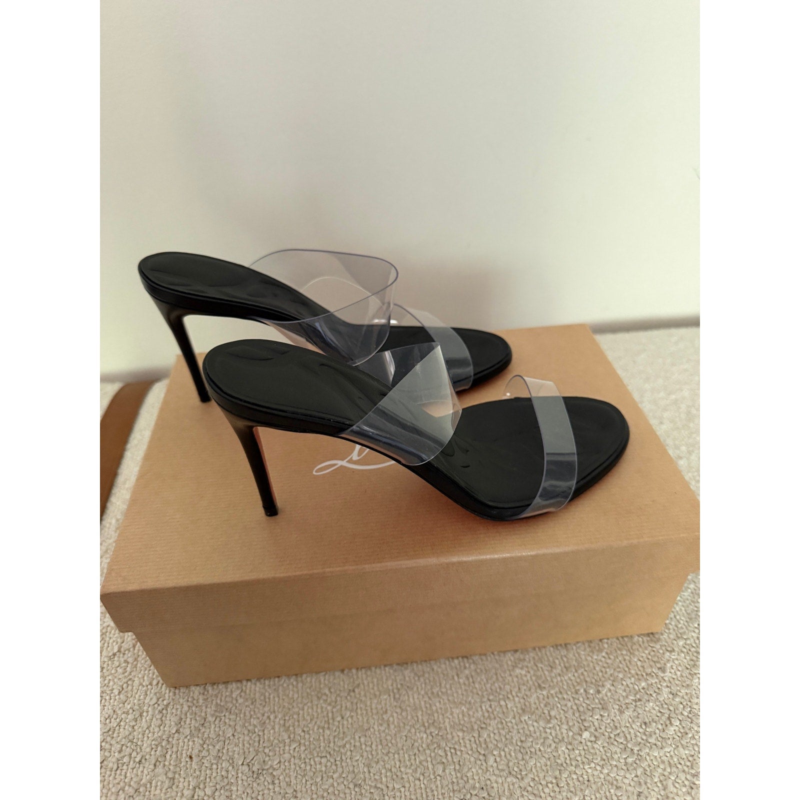 Christian Louboutin Just Loubi Nothing 85 Pvc Women Mules Black NWT 36.5