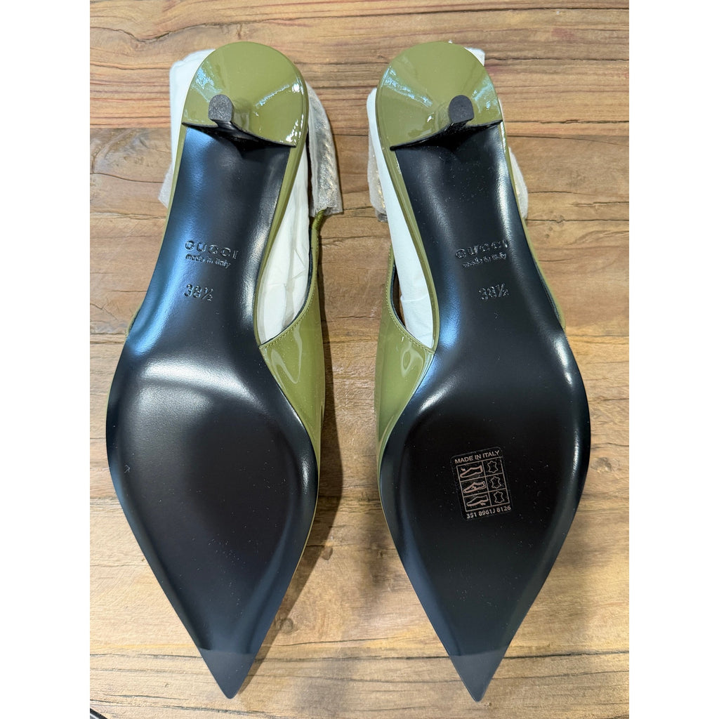 Gucci Signoria Green Patent slingback pump 38.5