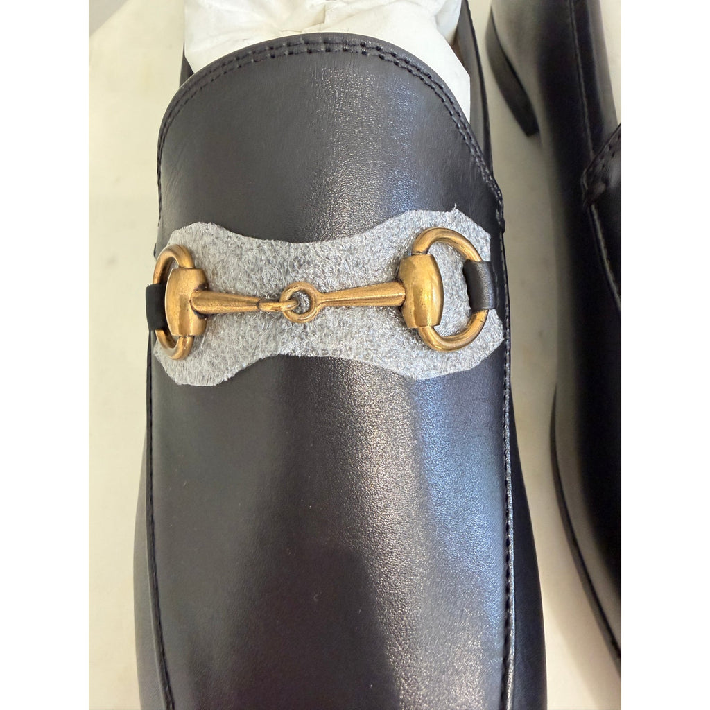 Gucci Jordaan Leather Horsebit Loafers Black Size 38.5 NIB