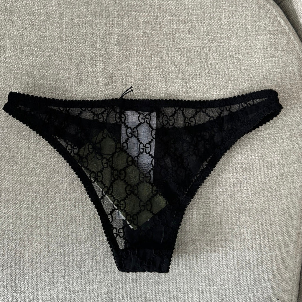 GUCCI SHEER LOGO PANTY BLACK NWT Size Small