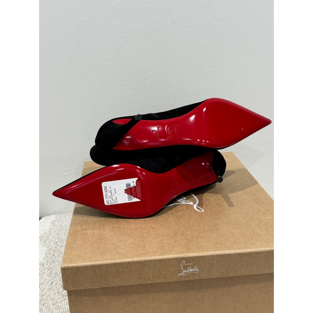 CHRISTIAN LOUBOUTIN So Apostropha Booty 80 Suede Black Ankle Boots 37 BNIB