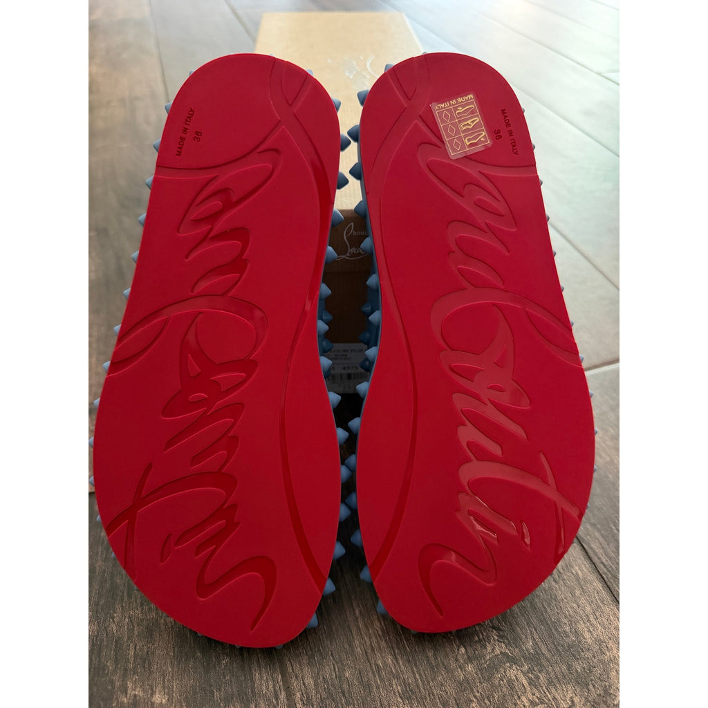 Christian Louboutin Super Loubi Flip Sandals BNIB 36 color is Ceruleo